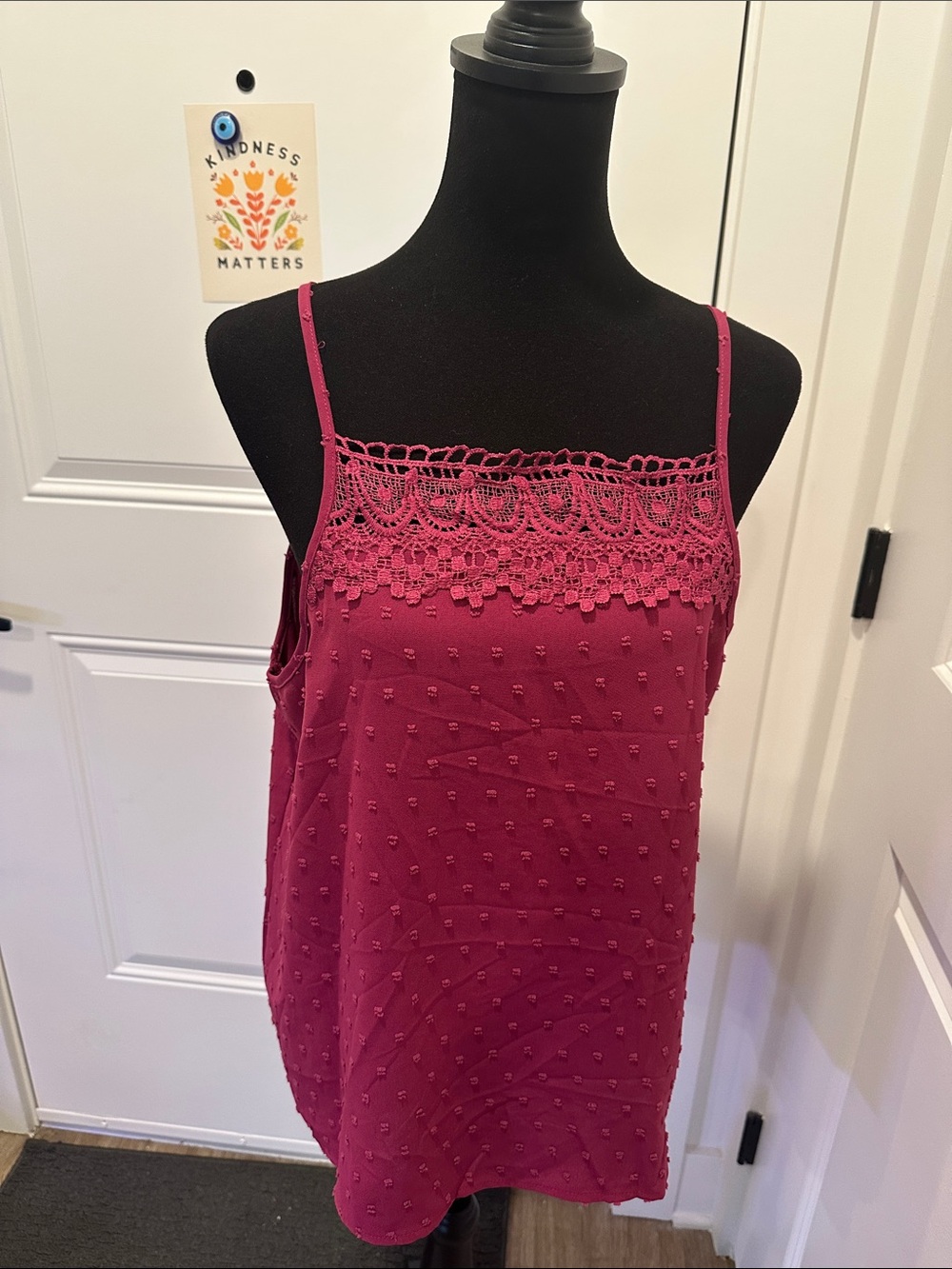 Women’s Pink Crochet-Trim Tank Top